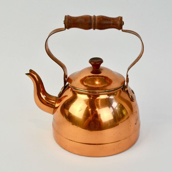 ODI Portugal Copper Teapot Wooden Handle Vintage - Picture 1 of 12